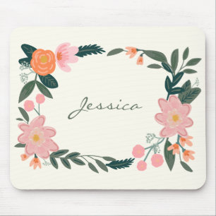 Tapis De Souris Stylish Pink Garden Floral Personalized
