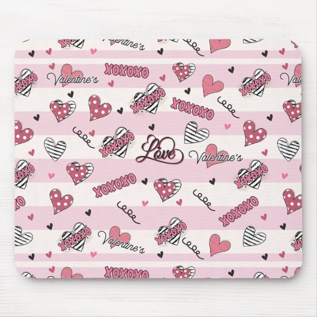 Tapis De Souris Stylish XOXO Valentine's Day Patterned   (Devant)