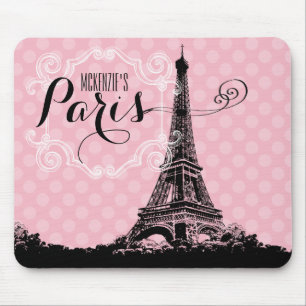 Tapis De Souris Stylo Pink Paris Eiffel Tower Ajouter un nom