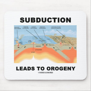 Tapis De Souris Subduction Conduit À L'Orogénie (Humour Géologique