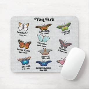 Tapis De Souris Sublimation de la Bible Papillon Inspirationnelle