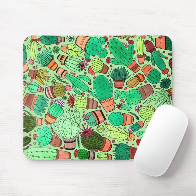 Tapis De Souris Succulent Cactus Pots Plante Vert Cactus Jardin (Avec souris)