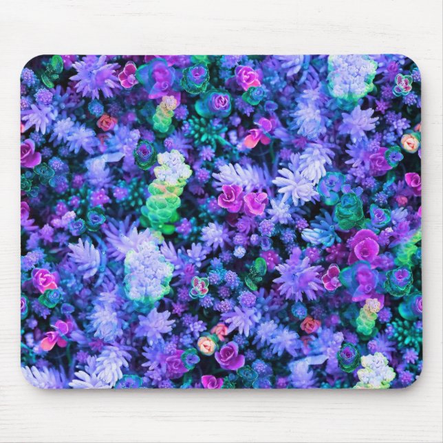 Tapis De Souris Succulents floraux roses et pourpres Girly (Devant)