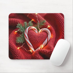 Tapis De Souris Sucre de canne de Noël Coeur avec lumières