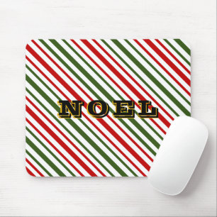 Tapis De Souris Sucre de canne de Noël Diagonal Stripes Noel Wood 