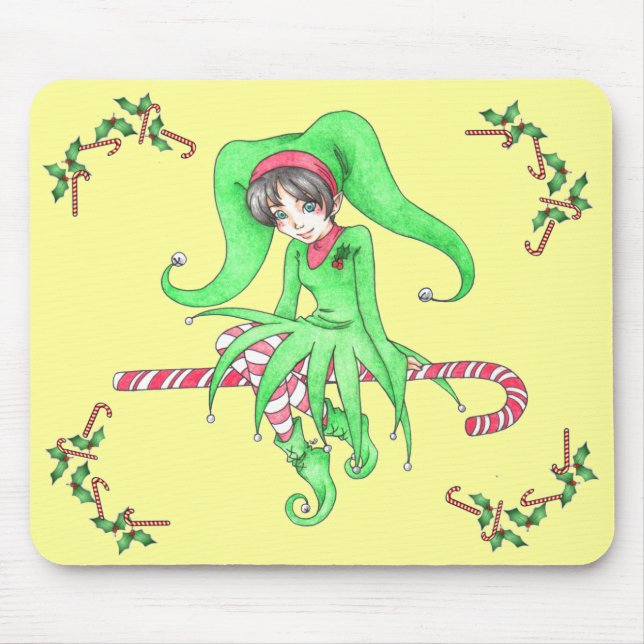 Tapis De Souris Sucre de canne Elf Holiday Mousepad (Devant)