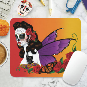 Tapis De Souris Sucre de Fée Crâne Violet Ailes Roses Coucher de S