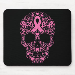 Tapis De Souris Sugar Crâne rose Ruban Calavera Cancer du sein Awa