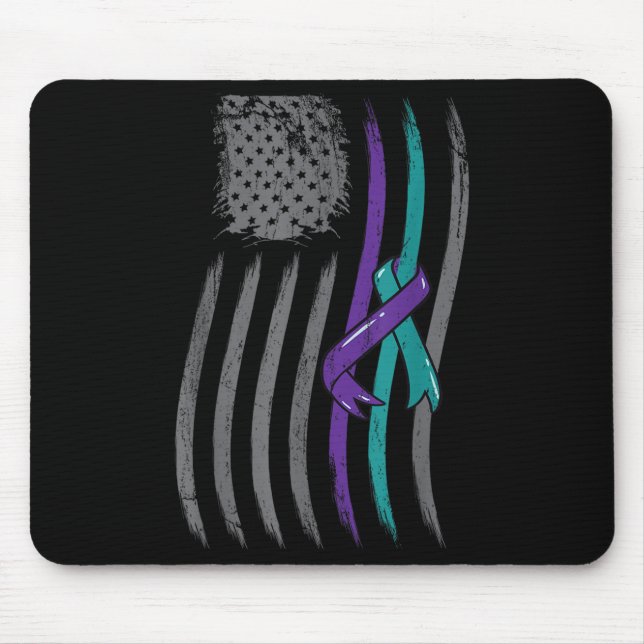 Tapis De Souris Suicide Prevention American Flag Purple Awareness  (Devant)