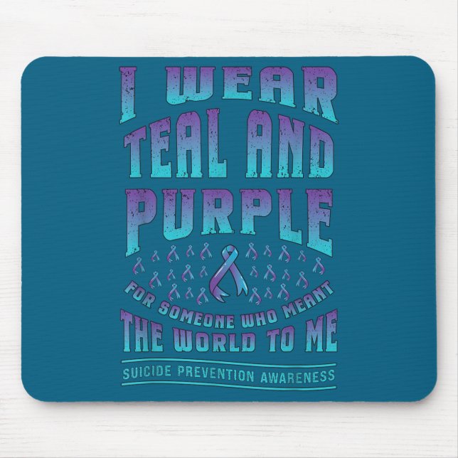 Tapis De Souris Suicide Prevention Wear Teal Purple For Someone Aw (Devant)