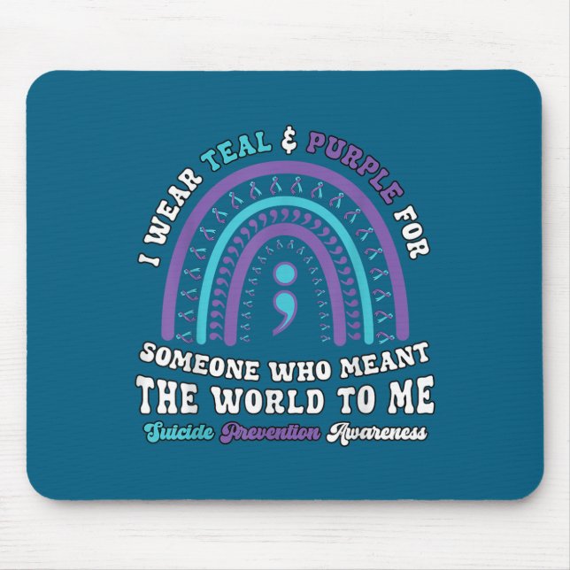 Tapis De Souris Suicide Prevention Wear Teal Purple Mental Health  (Devant)
