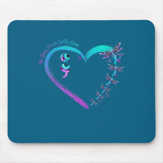 Tapis De Souris Suicide Prevention Week Dragonfly Heart Ribbon Sem (Devant)