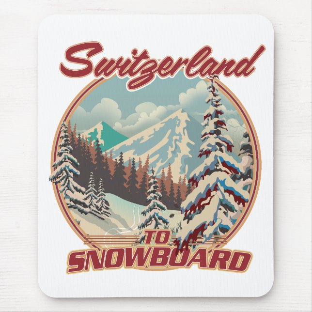 Tapis De Souris Suisse pour faire du snowboard (Devant)