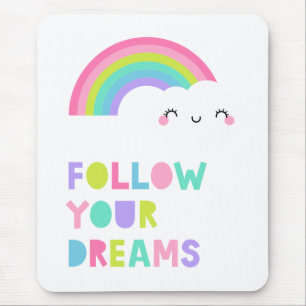Tapis De Souris Suivez vos rêves Cute Rainbow Cloud