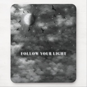 Tapis De Souris Suivez Votre Lumière Lune Céleste et Nuages Sour