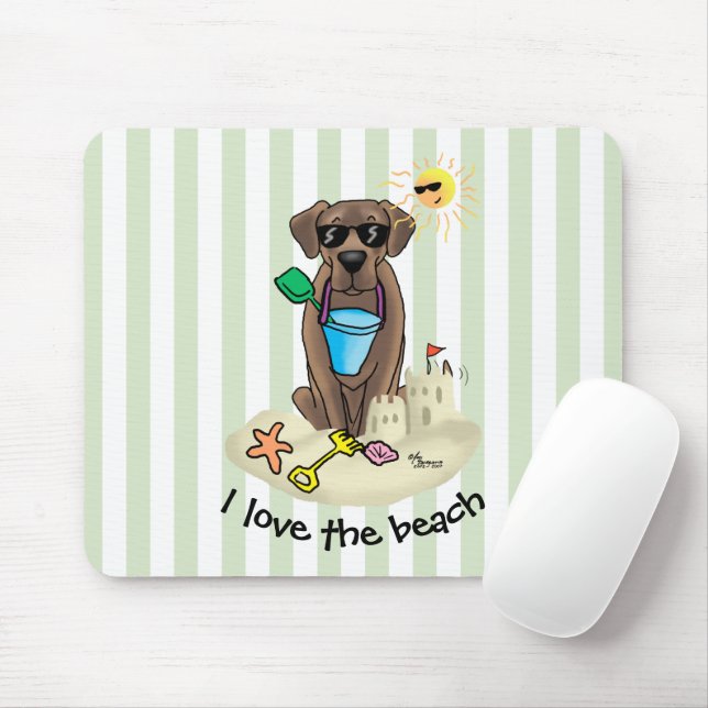 Tapis De Souris Summer Beach Chocolat Lab Chien Labrador Retriever (Avec souris)