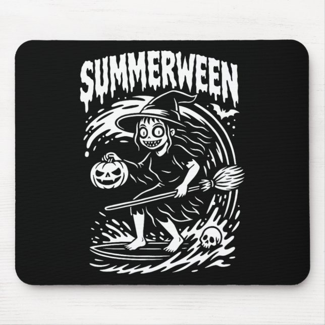 Tapis De Souris Summerween Halloween Été Surf Plage Sorcière  (Devant)