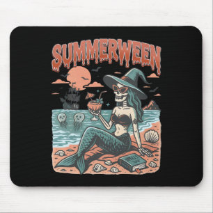 Tapis De Souris Summerween Mermaid Skeleton Beach Flamant rose Hal