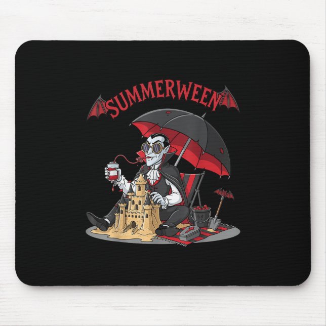 Tapis De Souris Summerween Plage Vampire Dracula Sandcastle Gothiq (Devant)