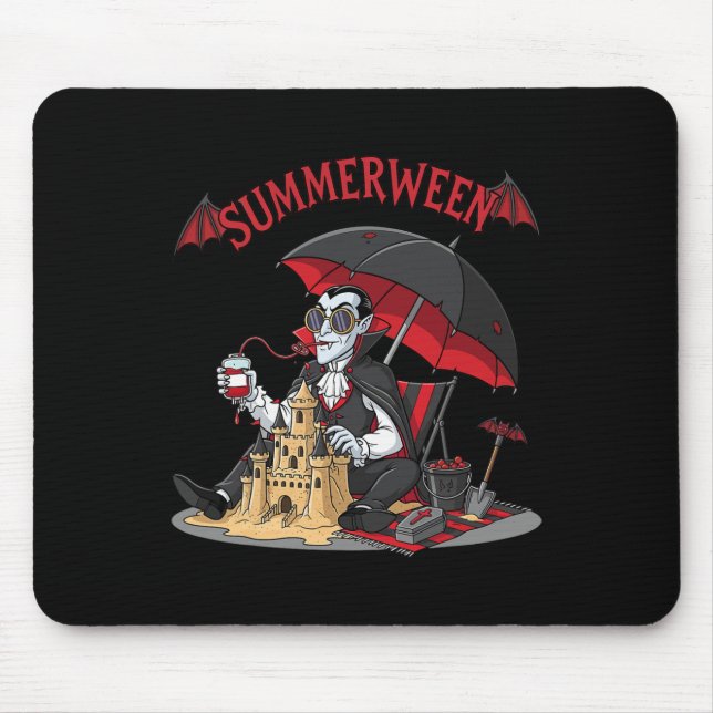 Tapis De Souris Summerween Plage Vampire Dracula Sandcastle Gothiq (Devant)