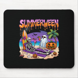 Tapis De Souris Summerween Skeleton Ghost Beach Drôle Éffrayant Ha