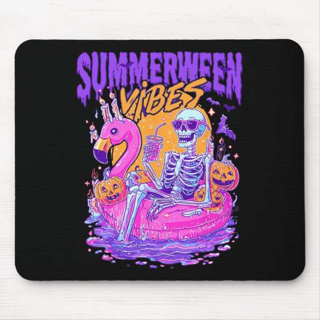 Tapis De Souris Summerween Squelette Éffrayant Summer Beach Skelly (Devant)