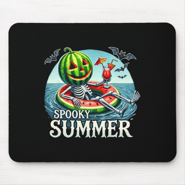 Tapis De Souris Summerween Vibes Funny Skeleton Plage d'Halloween  (Devant)