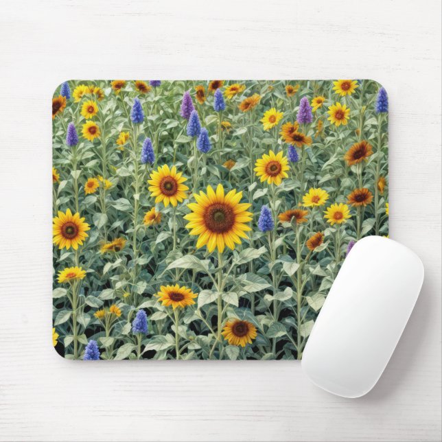 Tapis De Souris Sunflower and Wildflower Field (Avec souris)