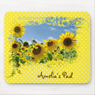Tapis De Souris Sunflower Field and Polka Dots