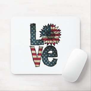 Tapis De Souris Sunflower Love   Drapeau américain   Étoiles et ra