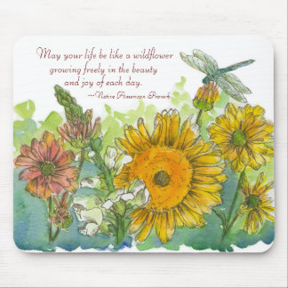 Tapis De Souris Sunflower Snapdragon Fleurs Poème d'inspiration