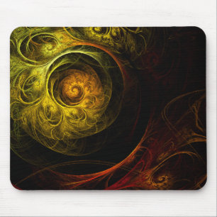 Tapis De Souris Sunrise Floral Rouge Abstrait Art Mousepad