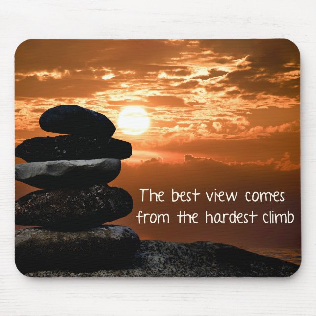 Tapis De Souris Sunset Cairn avec citation (Devant)