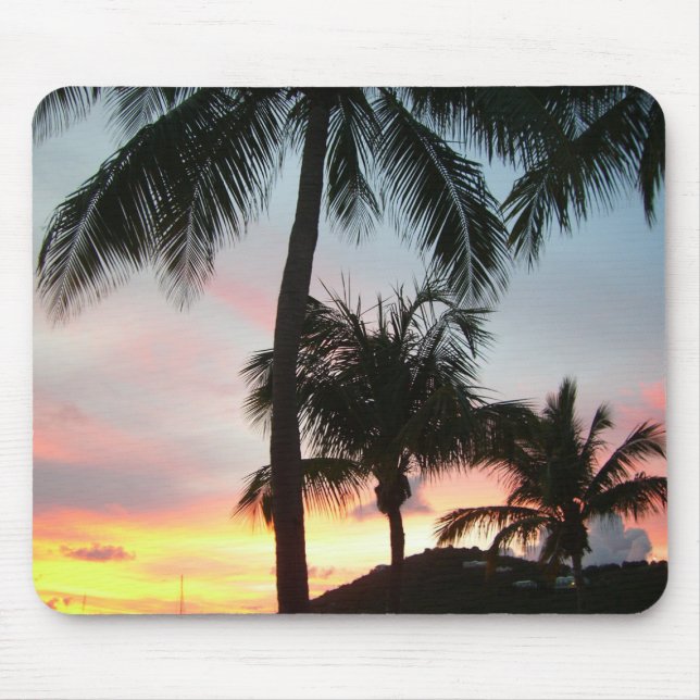 Tapis De Souris Sunset Palms Tropical Paysage Photographie (Devant)