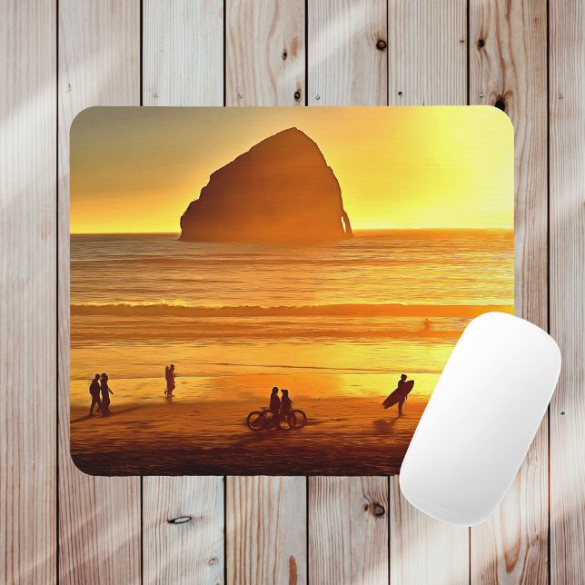 Tapis De Souris Sunset Surf et Vélo Cape Kiwanda Oregon (Créateur téléchargé)