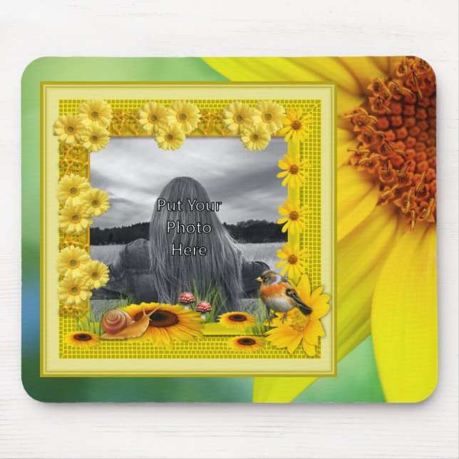Tapis De Souris Sunshine Yellow Sunflower Photo Frame (Devant)
