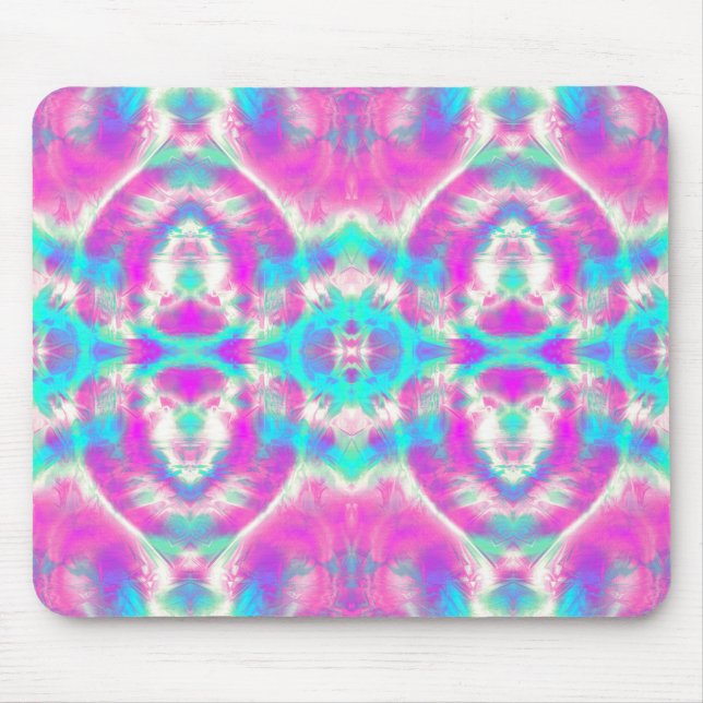Tapis De Souris Super Cool rose et bleu Motif Abstrait (Devant)