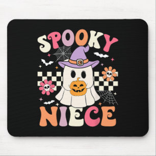 Tapis De Souris Super Éffrayant Niece Retro Ghost Holding Citrouil