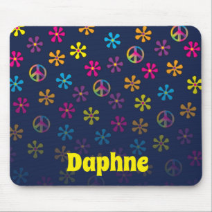 Tapis De Souris Super Hippie Paix et Fleur Douche Fade