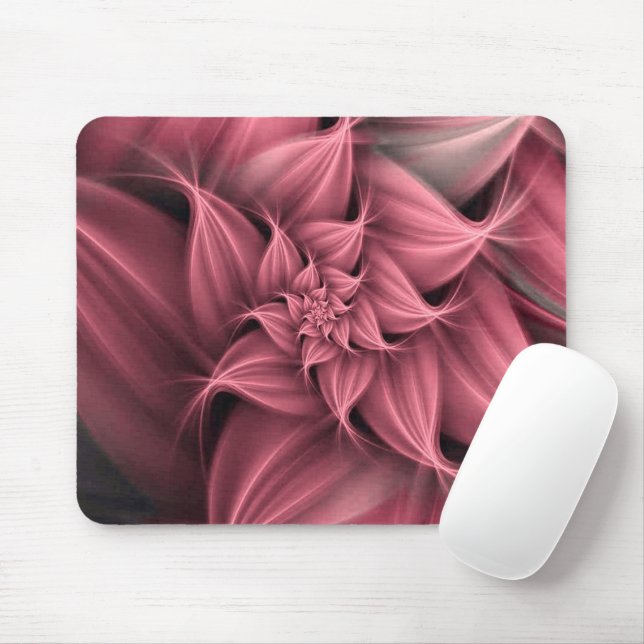 Tapis De Souris Superbe fleur rose corail fractale  (Avec souris)