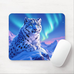 Tapis De Souris Superbe léopard des neiges sur Mountain Rock