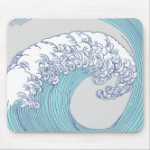 Fabulous Tapis de Souris Vague de l'Ocean Motif Minimaliste Japonais  Moderne Hokusai Simple
