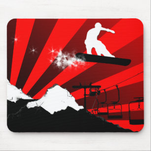 Tapis De Souris surf des neiges. rouge