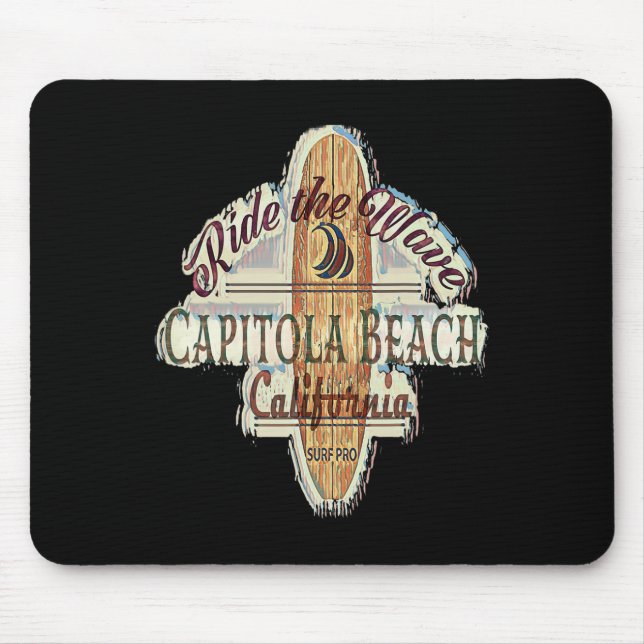 Tapis De Souris Surf, Planche de surf, Longboard en détresse Capit (Devant)