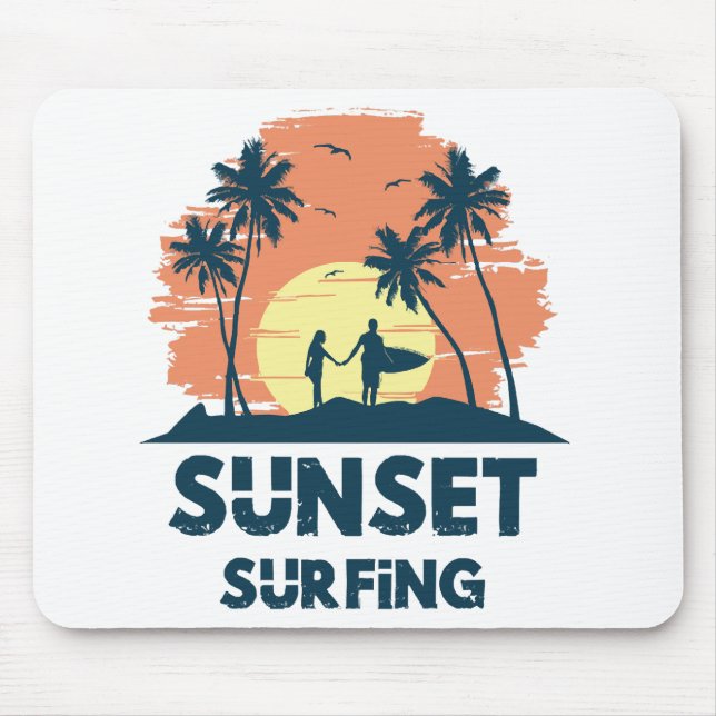 Tapis De Souris Surf - Surf au coucher du soleil  (Devant)