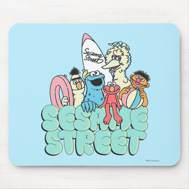 Tapis De Souris surf Vintage Sesame Street des années 90 (Devant)