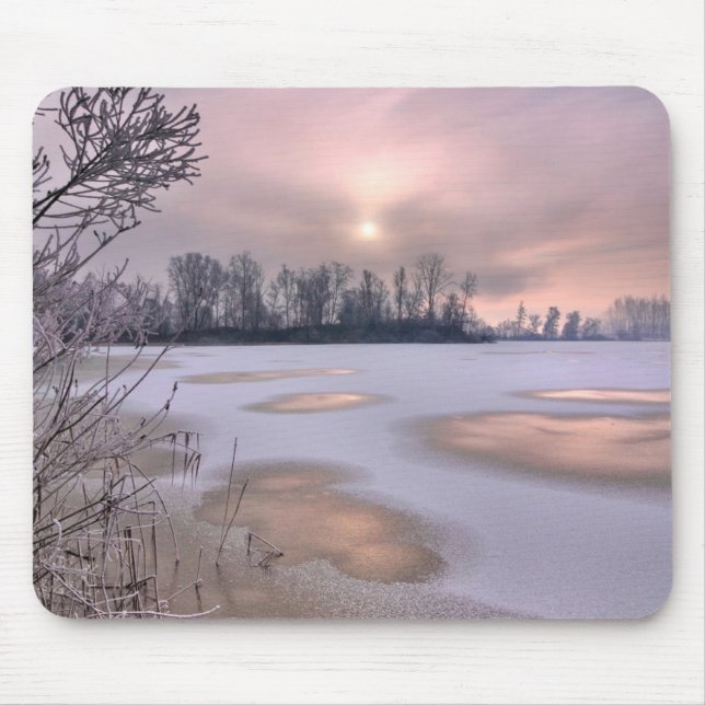 Tapis De Souris Surface gelée | Rivière Po, Piémont, Italie (Devant)