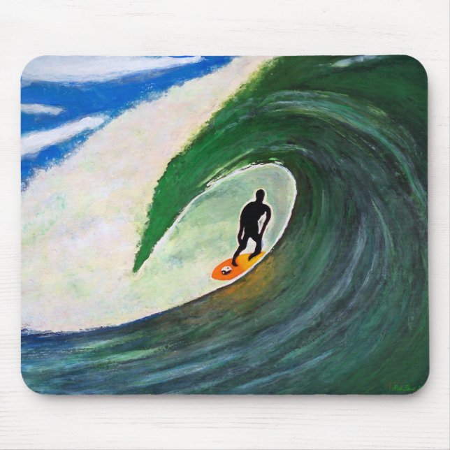 Tapis De Souris Surfer surfant la vague de tube en Hawaï Mousepad (Devant)