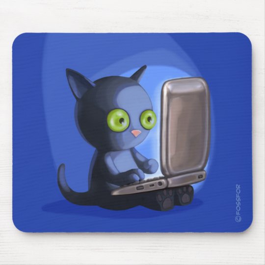 Tapis De Souris Surfers Velus Chat Noir Sur Un Ordinateur Zazzle Fr