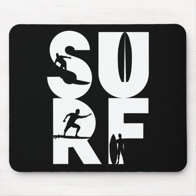 Tapis De Souris Surfeur avec planches de surf dans le cavalier de  (Devant)